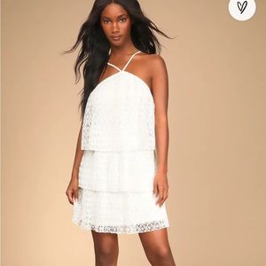 NWT Lulu’s Season of Romance White Tiered Lace Dress Small